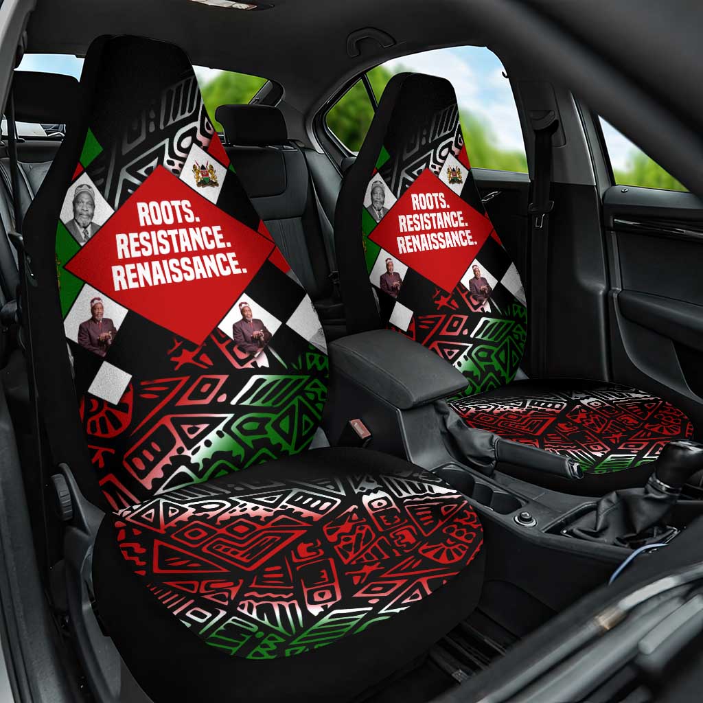 Jomo Kenyatta Car Seat Cover with Roots Resistance Renaissance and Kenyan Patchwork Pattern Tribute - Wonder Print Shop