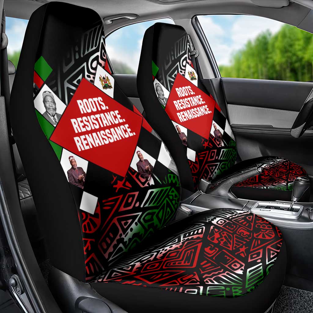 Jomo Kenyatta Car Seat Cover with Roots Resistance Renaissance and Kenyan Patchwork Pattern Tribute - Wonder Print Shop