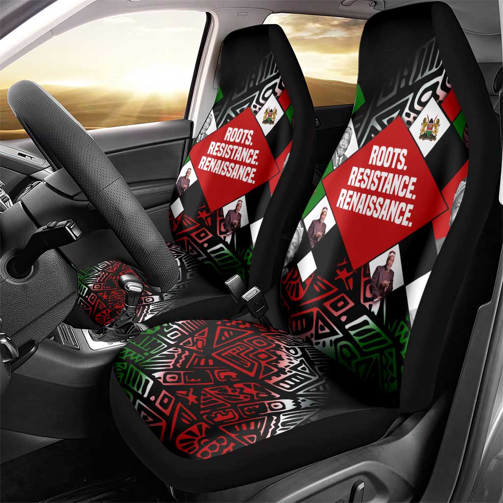 Jomo Kenyatta Car Seat Cover with Roots Resistance Renaissance and Kenyan Patchwork Pattern Tribute - Wonder Print Shop