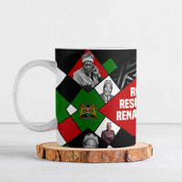 Jomo Kenyatta Ceramic Mug with Roots Resistance Renaissance and Kenyan Patchwork Pattern Tribute - Wonder Print Shop