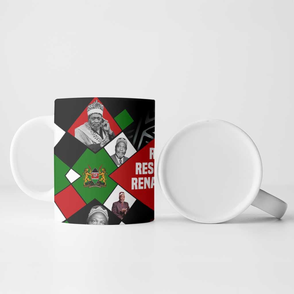 Jomo Kenyatta Ceramic Mug with Roots Resistance Renaissance and Kenyan Patchwork Pattern Tribute - Wonder Print Shop