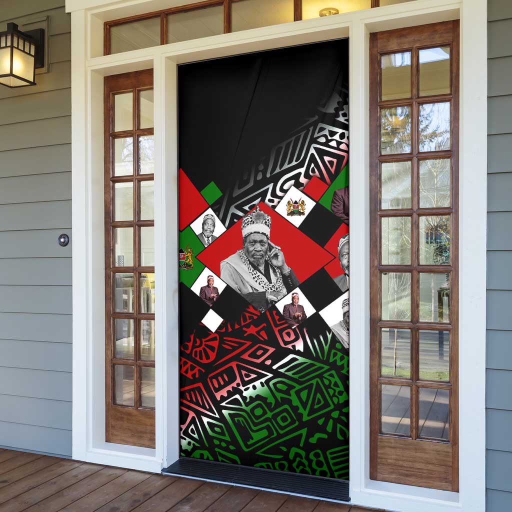 Jomo Kenyatta Door Cover with Roots Resistance Renaissance and Kenyan Patchwork Pattern Tribute - Wonder Print Shop
