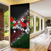 Jomo Kenyatta Door Cover with Roots Resistance Renaissance and Kenyan Patchwork Pattern Tribute - Wonder Print Shop