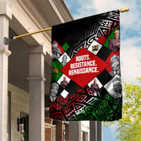 Jomo Kenyatta Garden Flag with Roots Resistance Renaissance and Kenyan Patchwork Pattern Tribute - Wonder Print Shop