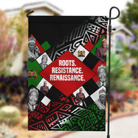 Jomo Kenyatta Garden Flag with Roots Resistance Renaissance and Kenyan Patchwork Pattern Tribute - Wonder Print Shop