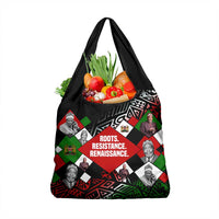 Jomo Kenyatta Grocery Bag with Roots Resistance Renaissance and Kenyan Patchwork Pattern Tribute - Wonder Print Shop