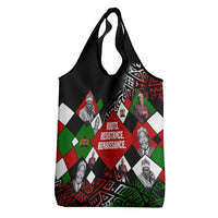 Jomo Kenyatta Grocery Bag with Roots Resistance Renaissance and Kenyan Patchwork Pattern Tribute - Wonder Print Shop
