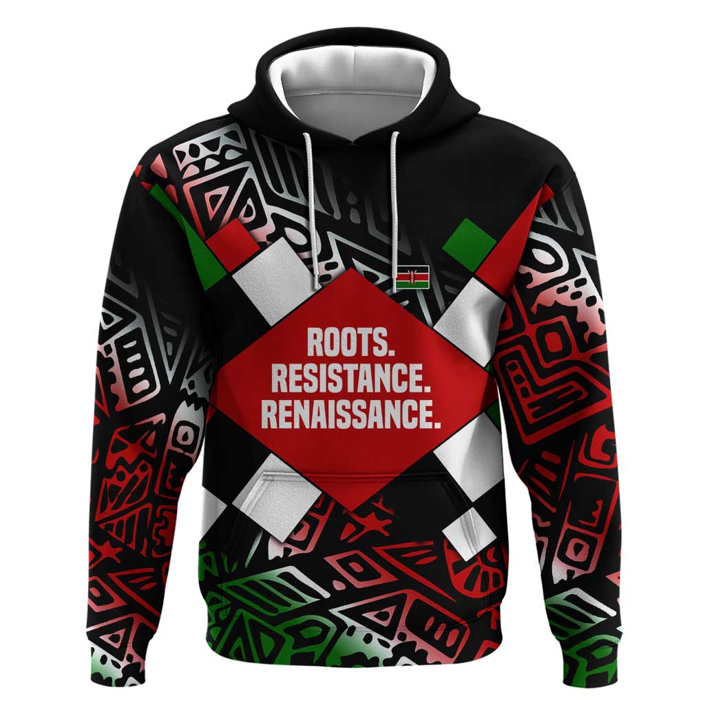 Jomo Kenyatta Hoodie with Roots Resistance Renaissance and Kenyan Patchwork Pattern Tribute - Wonder Print Shop