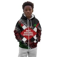 Jomo Kenyatta Kid Hoodie with Roots Resistance Renaissance and Kenyan Patchwork Pattern Tribute - Wonder Print Shop
