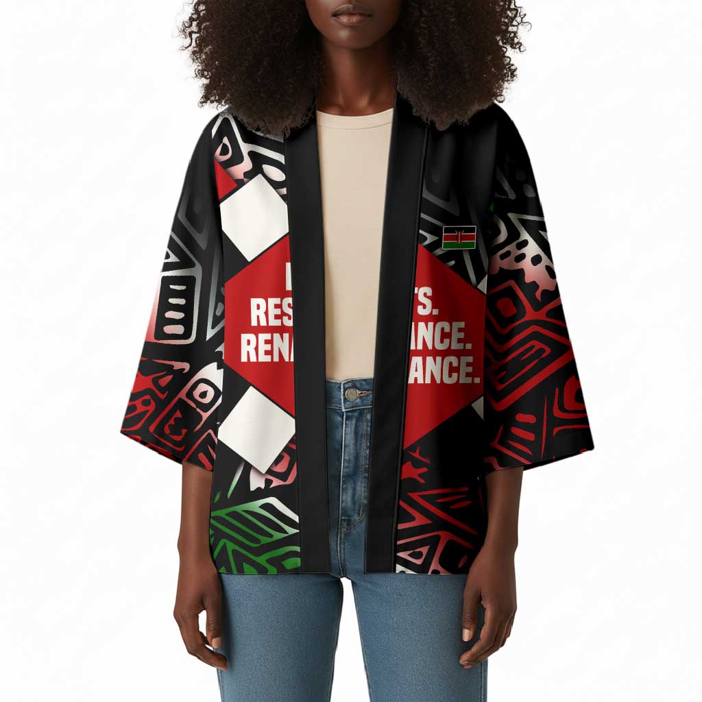 Jomo Kenyatta Kimono with Roots Resistance Renaissance and Kenyan Patchwork Pattern Tribute - Wonder Print Shop