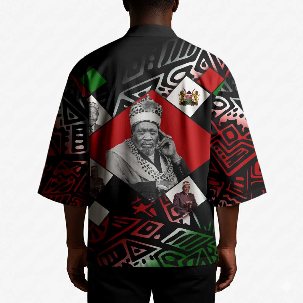 Jomo Kenyatta Kimono with Roots Resistance Renaissance and Kenyan Patchwork Pattern Tribute - Wonder Print Shop