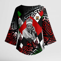 Jomo Kenyatta Kimono Sleeve Blouse with Roots Resistance Renaissance and Kenyan Patchwork Pattern Tribute - Wonder Print Shop