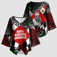 Jomo Kenyatta Kimono Sleeve Blouse with Roots Resistance Renaissance and Kenyan Patchwork Pattern Tribute - Wonder Print Shop