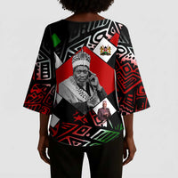 Jomo Kenyatta Kimono Sleeve Blouse with Roots Resistance Renaissance and Kenyan Patchwork Pattern Tribute - Wonder Print Shop