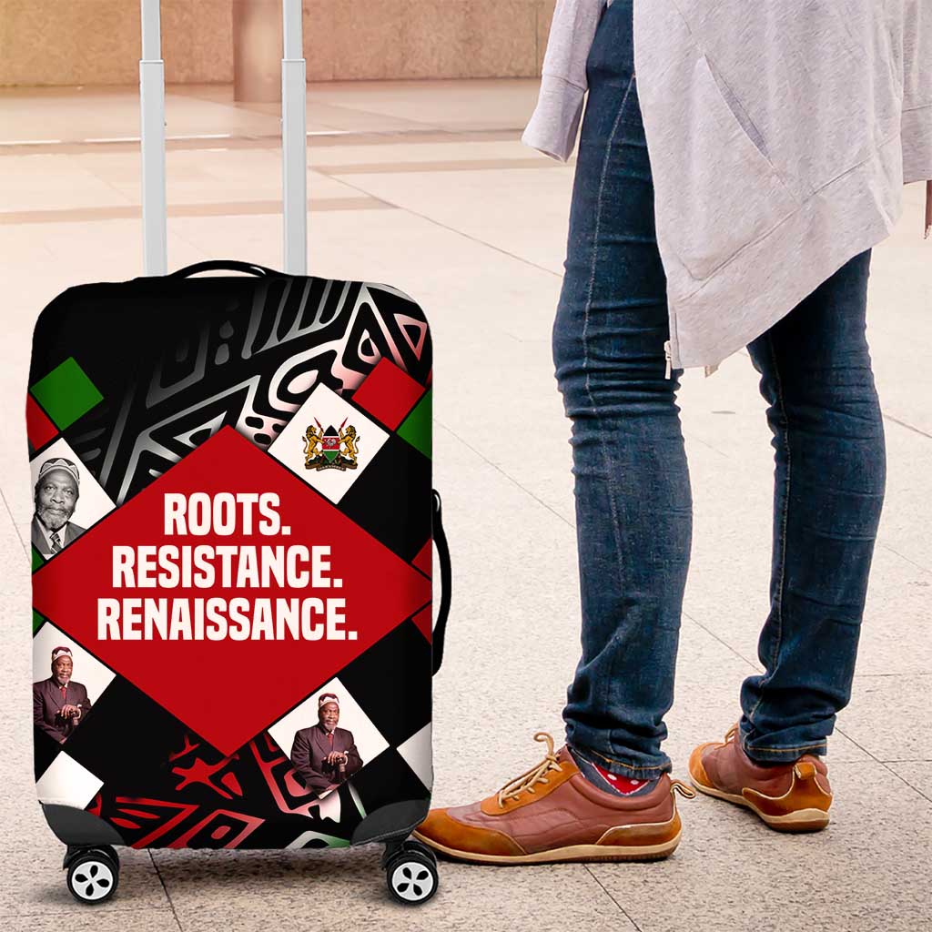 Jomo Kenyatta Luggage Cover with Roots Resistance Renaissance and Kenyan Patchwork Pattern Tribute - Wonder Print Shop
