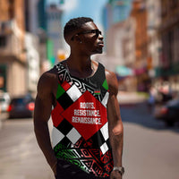 Jomo Kenyatta Men Tank Top with Roots Resistance Renaissance and Kenyan Patchwork Pattern Tribute - Wonder Print Shop