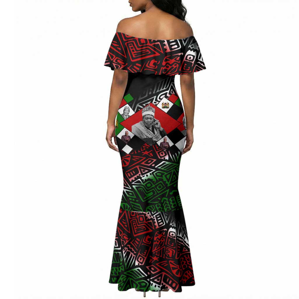 Jomo Kenyatta Mermaid Dress with Roots Resistance Renaissance and Kenyan Patchwork Pattern Tribute - Wonder Print Shop