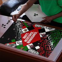 Jomo Kenyatta Puzzle with Roots Resistance Renaissance and Kenyan Patchwork Pattern Tribute - Wonder Print Shop