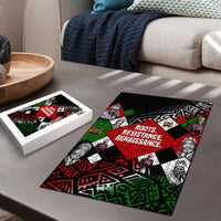 Jomo Kenyatta Puzzle with Roots Resistance Renaissance and Kenyan Patchwork Pattern Tribute - Wonder Print Shop