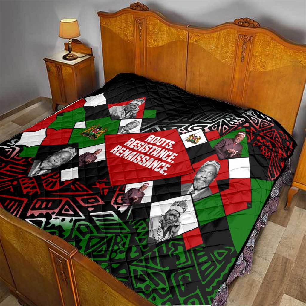 Jomo Kenyatta Quilt with Roots Resistance Renaissance and Kenyan Patchwork Pattern Tribute - Wonder Print Shop