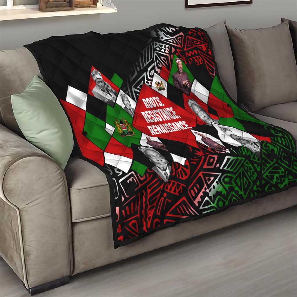 Jomo Kenyatta Quilt with Roots Resistance Renaissance and Kenyan Patchwork Pattern Tribute - Wonder Print Shop