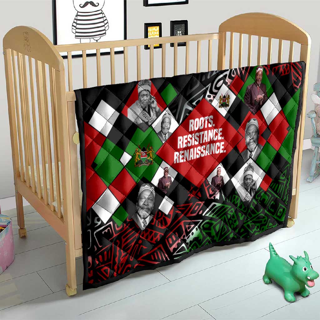 Jomo Kenyatta Quilt with Roots Resistance Renaissance and Kenyan Patchwork Pattern Tribute - Wonder Print Shop