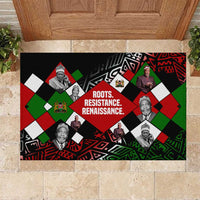 Jomo Kenyatta Rubber Doormat with Roots Resistance Renaissance and Kenyan Patchwork Pattern Tribute - Wonder Print Shop