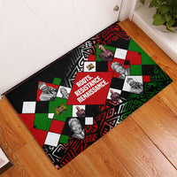 Jomo Kenyatta Rubber Doormat with Roots Resistance Renaissance and Kenyan Patchwork Pattern Tribute - Wonder Print Shop
