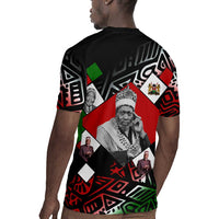 Jomo Kenyatta Rugby Jersey with Roots Resistance Renaissance and Kenyan Patchwork Pattern Tribute - Wonder Print Shop