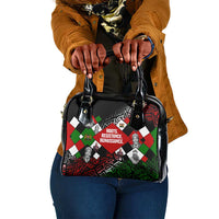 Jomo Kenyatta Shoulder Handbag with Roots Resistance Renaissance and Kenyan Patchwork Pattern Tribute - Wonder Print Shop