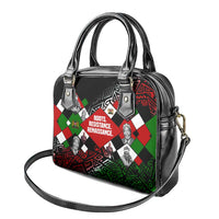 Jomo Kenyatta Shoulder Handbag with Roots Resistance Renaissance and Kenyan Patchwork Pattern Tribute - Wonder Print Shop