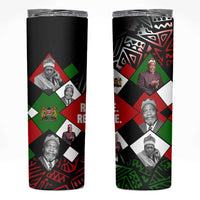 Jomo Kenyatta Skinny Tumbler with Roots Resistance Renaissance and Kenyan Patchwork Pattern Tribute - Wonder Print Shop