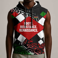 Jomo Kenyatta Sleeveless Hoodie with Roots Resistance Renaissance and Kenyan Patchwork Pattern Tribute - Wonder Print Shop