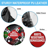 Jomo Kenyatta Spare Tire Cover with Roots Resistance Renaissance and Kenyan Patchwork Pattern Tribute - Wonder Print Shop