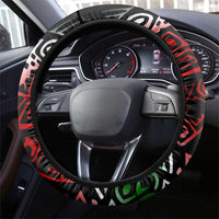 Jomo Kenyatta Steering Wheel Cover with Roots Resistance Renaissance and Kenyan Patchwork Pattern Tribute - Wonder Print Shop