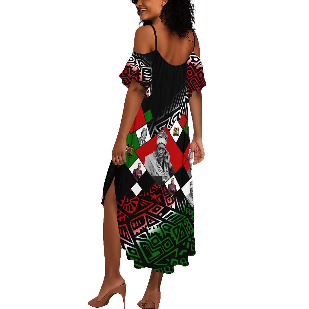 Jomo Kenyatta Summer Maxi Dress with Roots Resistance Renaissance and Kenyan Patchwork Pattern Tribute - Wonder Print Shop