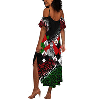 Jomo Kenyatta Summer Maxi Dress with Roots Resistance Renaissance and Kenyan Patchwork Pattern Tribute - Wonder Print Shop