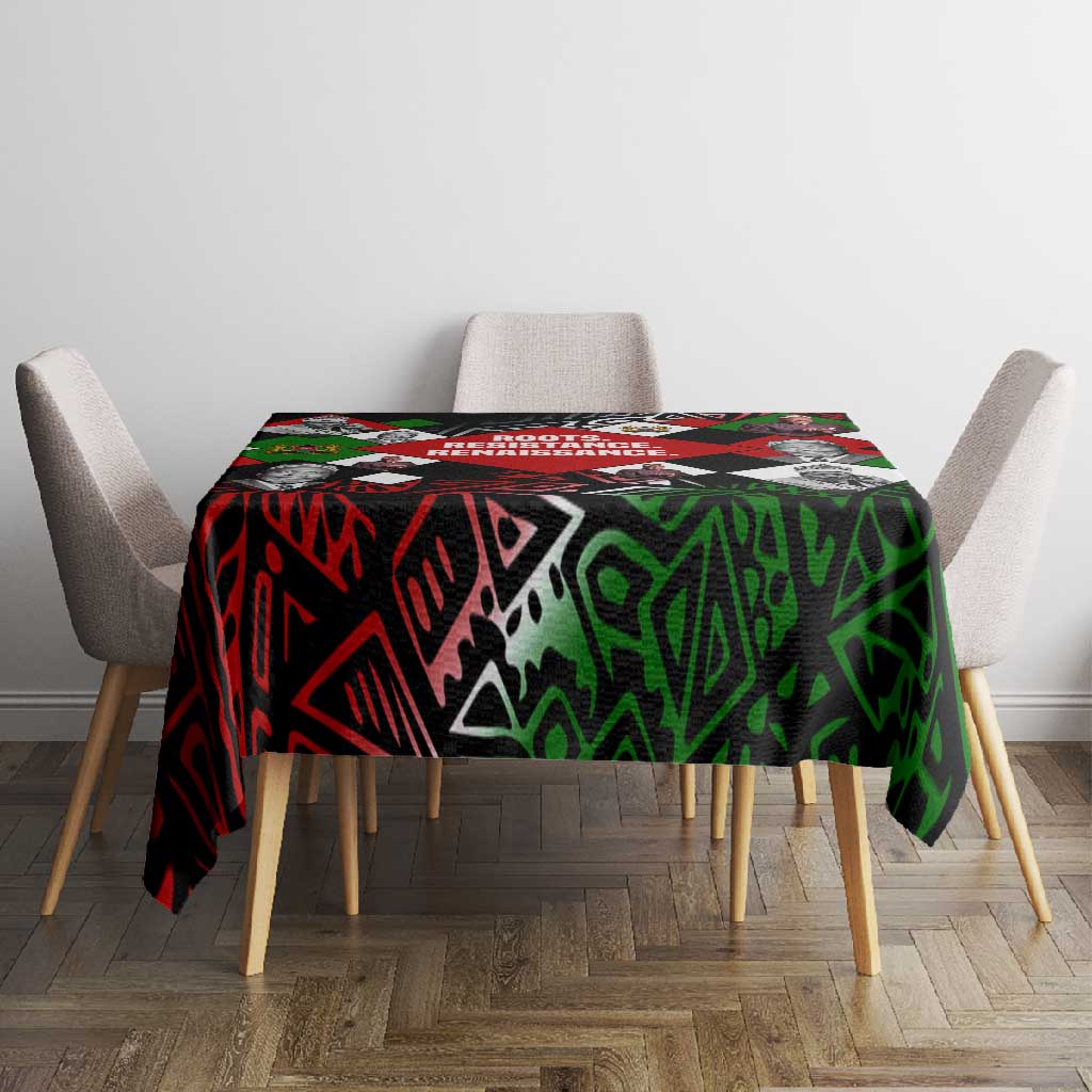 Jomo Kenyatta Tablecloth with Roots Resistance Renaissance and Kenyan Patchwork Pattern Tribute - Wonder Print Shop