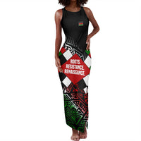 Jomo Kenyatta Tank Maxi Dress with Roots Resistance Renaissance and Kenyan Patchwork Pattern Tribute - Wonder Print Shop
