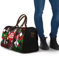 Jomo Kenyatta Travel Bag with Roots Resistance Renaissance and Kenyan Patchwork Pattern Tribute - Wonder Print Shop