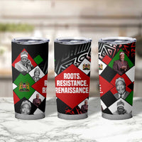 Jomo Kenyatta Tumbler Cup with Roots Resistance Renaissance and Kenyan Patchwork Pattern Tribute - Wonder Print Shop