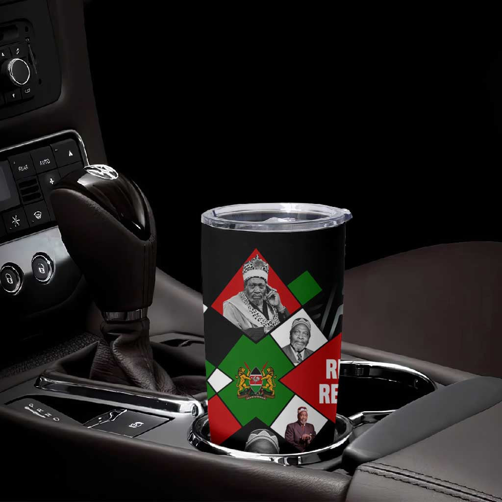 Jomo Kenyatta Tumbler Cup with Roots Resistance Renaissance and Kenyan Patchwork Pattern Tribute - Wonder Print Shop