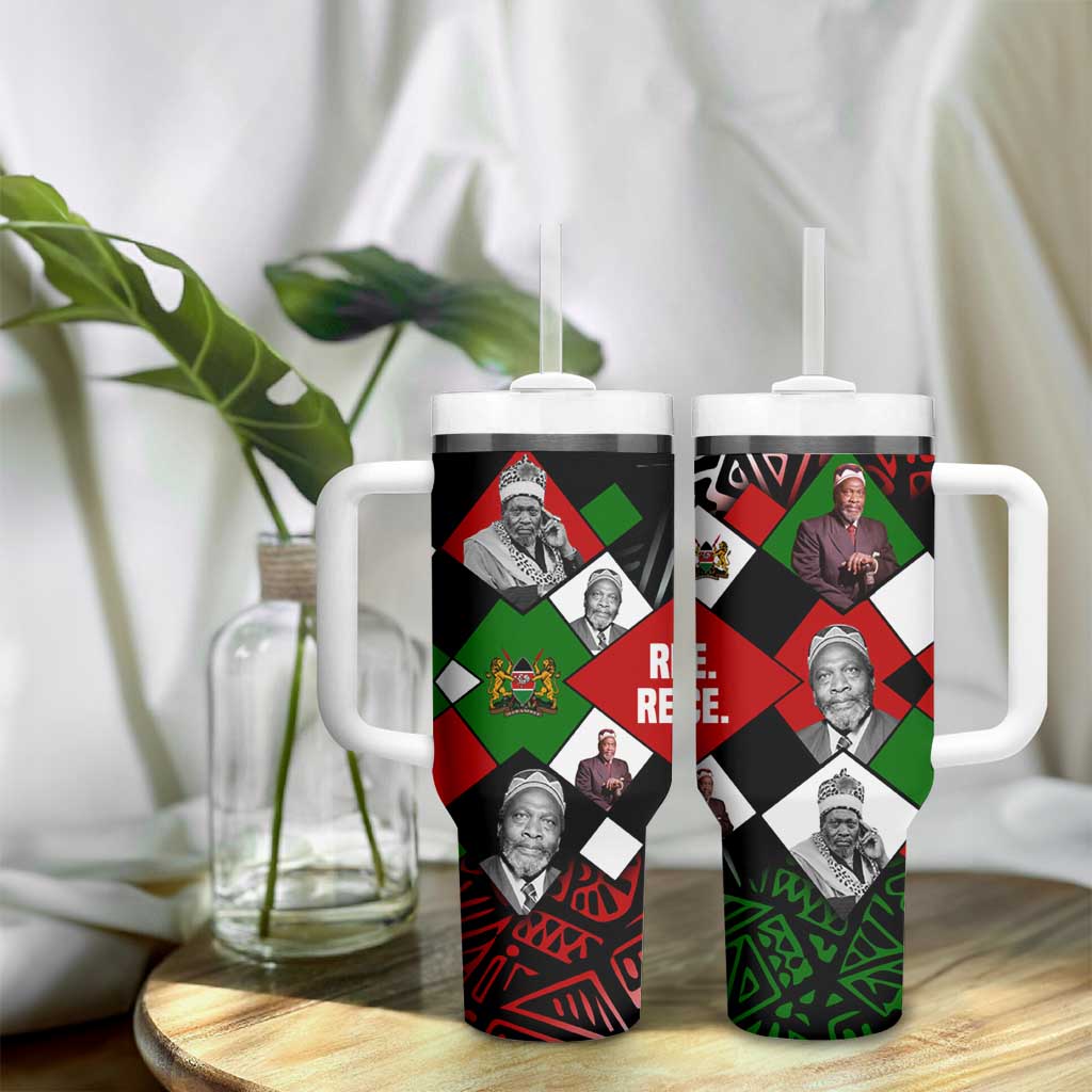 Jomo Kenyatta Tumbler With Handle with Roots Resistance Renaissance and Kenyan Patchwork Pattern Tribute - Wonder Print Shop