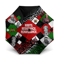 Jomo Kenyatta Umbrella with Roots Resistance Renaissance and Kenyan Patchwork Pattern Tribute - Wonder Print Shop