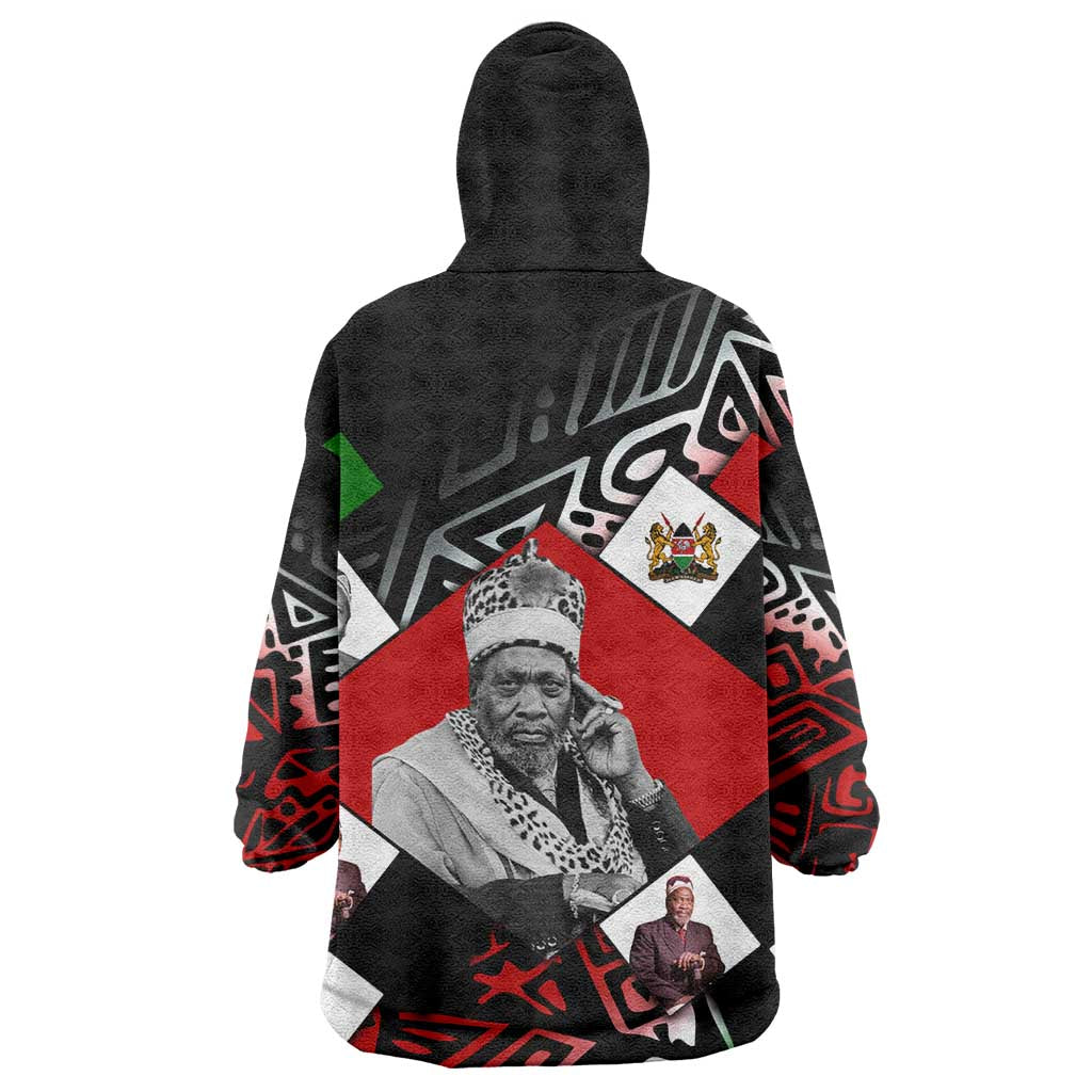 Jomo Kenyatta Wearable Blanket Hoodie with Roots Resistance Renaissance and Kenyan Patchwork Pattern Tribute - Wonder Print Shop