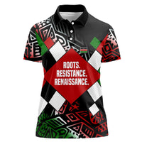 Jomo Kenyatta Women Polo Shirt with Roots Resistance Renaissance and Kenyan Patchwork Pattern Tribute - Wonder Print Shop