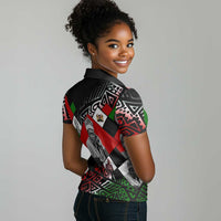 Jomo Kenyatta Women Polo Shirt with Roots Resistance Renaissance and Kenyan Patchwork Pattern Tribute - Wonder Print Shop