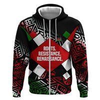 Jomo Kenyatta Zip Hoodie with Roots Resistance Renaissance and Kenyan Patchwork Pattern Tribute - Wonder Print Shop