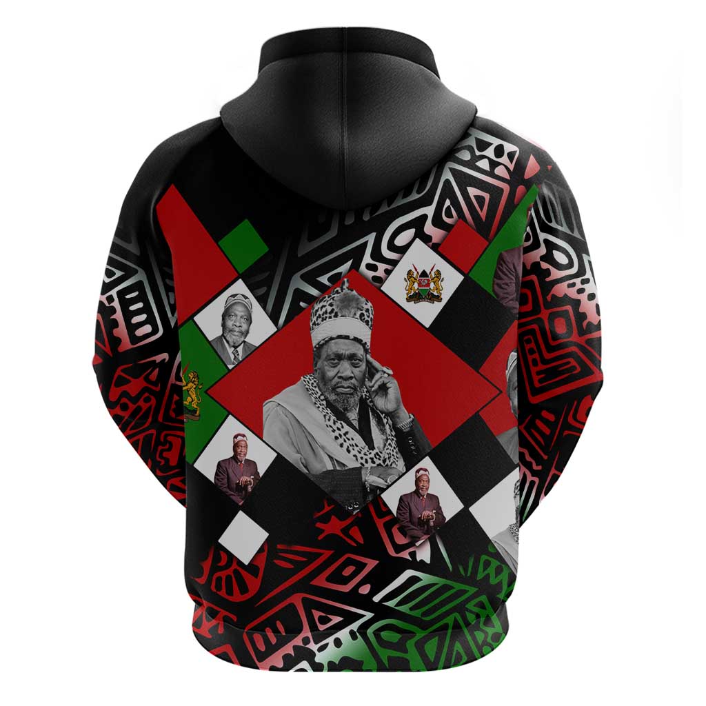 Jomo Kenyatta Zip Hoodie with Roots Resistance Renaissance and Kenyan Patchwork Pattern Tribute - Wonder Print Shop