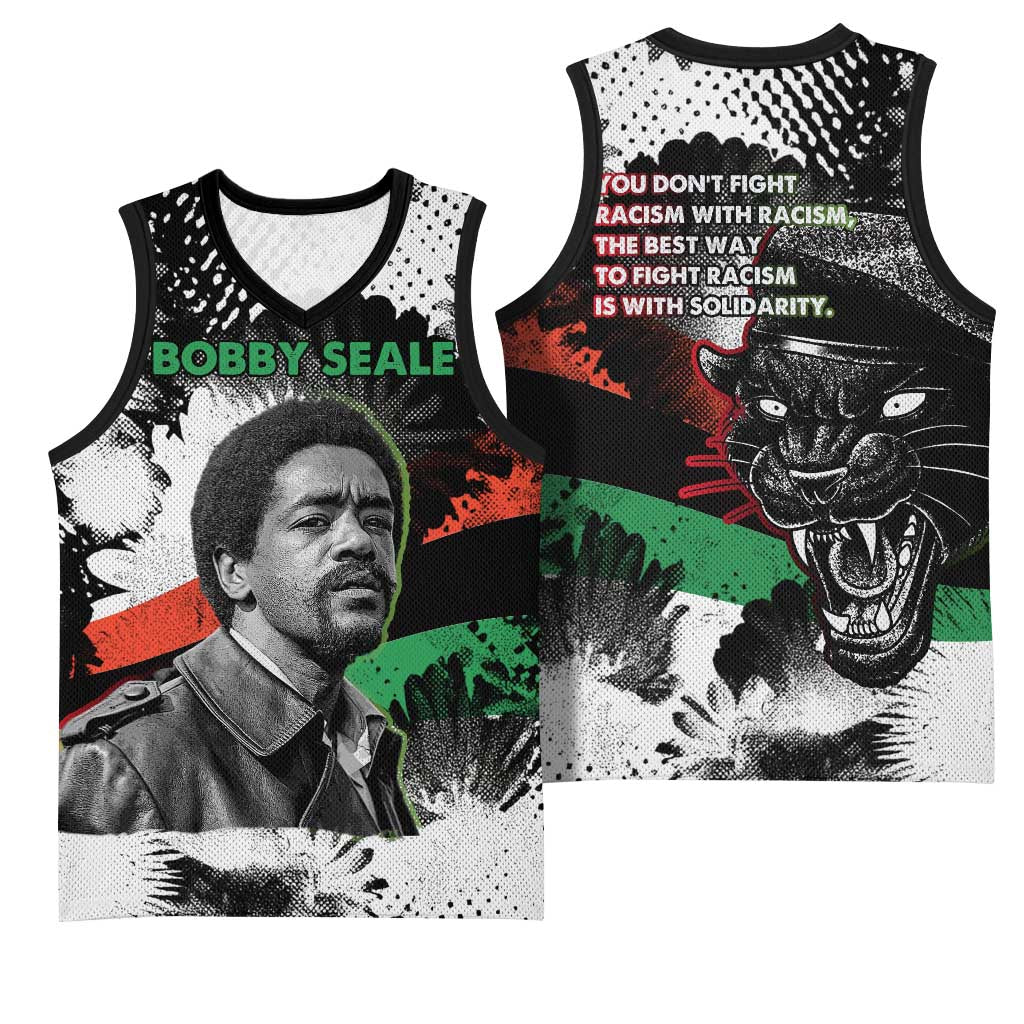 Bobby Seale Basketball Jersey Black Panther Artwork Solidarity Quote Revolutionary Civil Rights Tribute - Wonder Print Shop